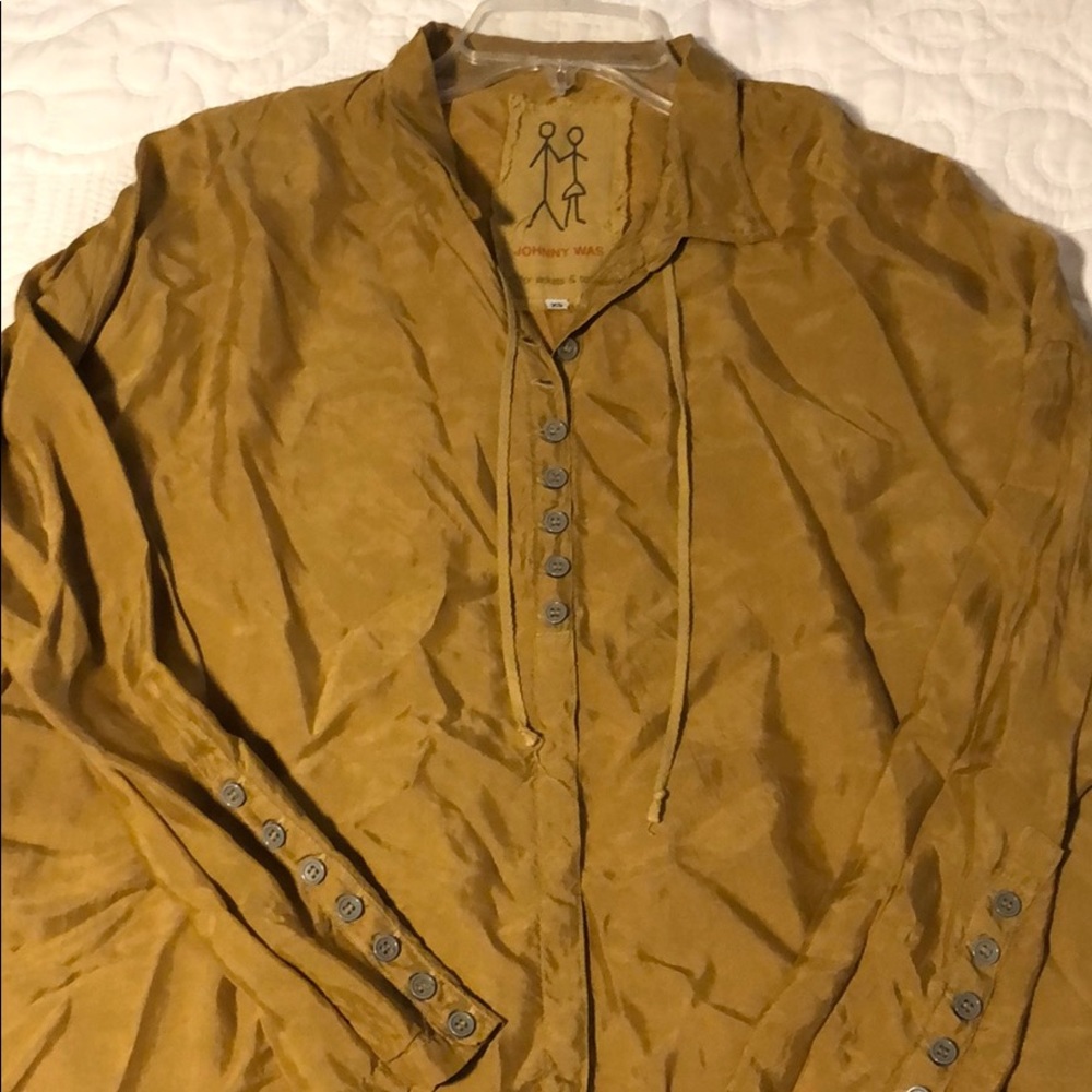 Johnny Was Pete & Greta Button Olive Green Blouse